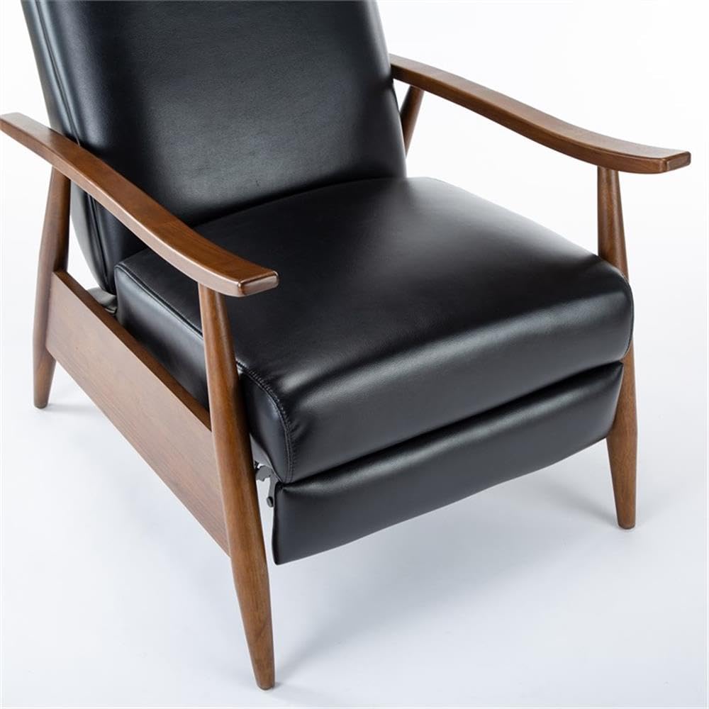 Comfort Pointe Solaris Black Faux Leather Wooden Arm Push Back Recliner Chair Comfort Pointe