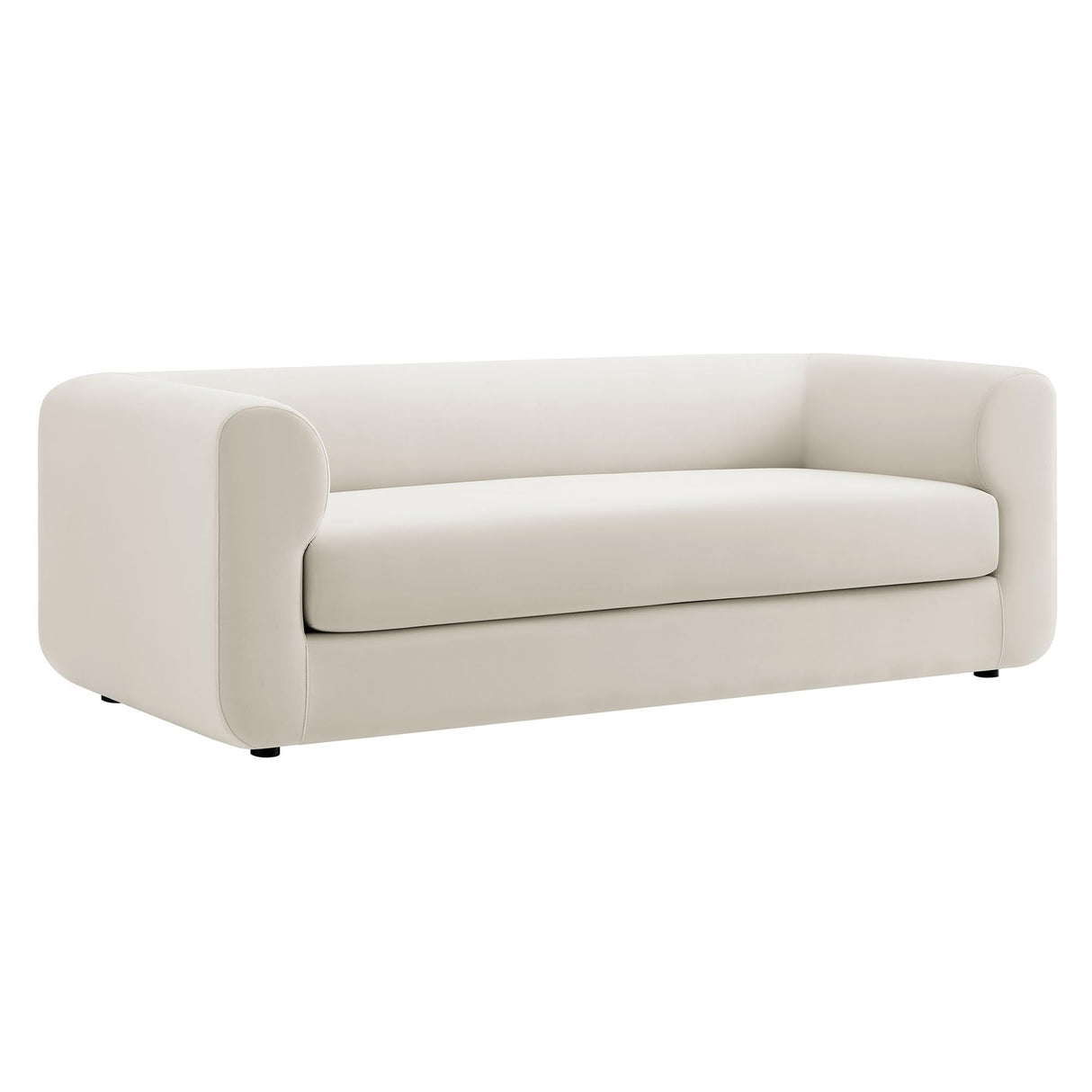 Modway Leif Performance Velvet Upholstered Sofa – 89 Inch Modern Tuxedo Sofa – Comfy 3 Seater Velvet Couch Modway