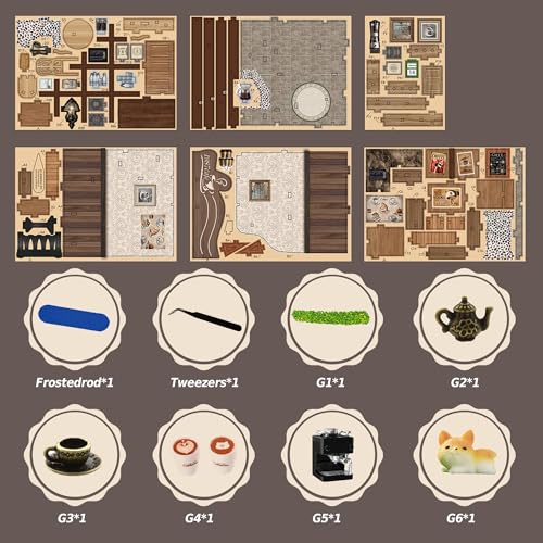 Soothee DIY Miniature Kit - 3D Puzzles for Adults & Teens, Book Nooks and Model Building Kits for Bookshelf Decor, Relaxing Craft & Unique Gift for Craft Lovers (Country Cafe)