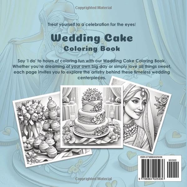 Wedding Cake Coloring Book: Grayscale Coloring Sketches for Adults (Color & Cook) WoodArtSupply