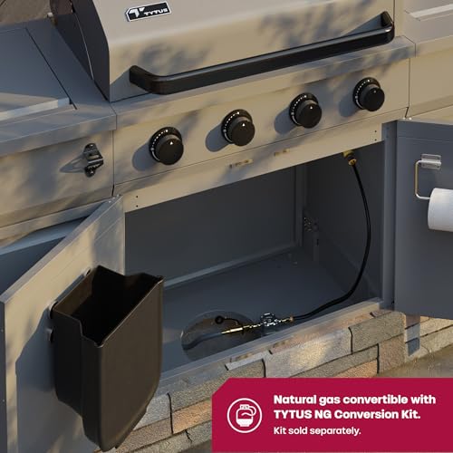 Tytus Fresno 60,000 BTU 5 Burner Propane or Natural Gas Island Grill & Storage Cabinets, 864 sq. in. cooking area, 4 Burner 48,000 BTU Grill, 12,000 BTU Side Burner, 304 Steel Burners, Ice Bucket TYTUS