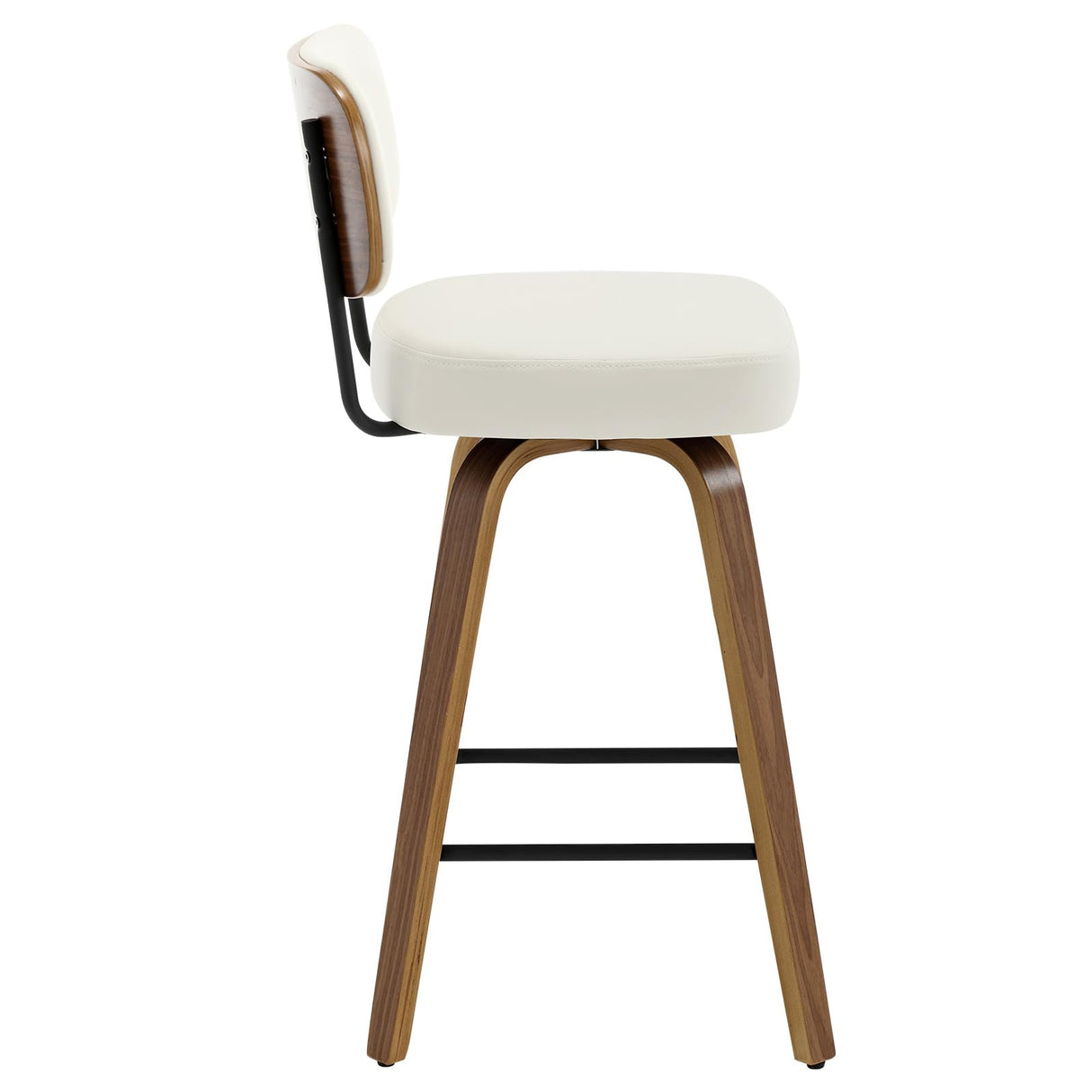 Bekrvio Mid Century Modern Swivel Bar Stools Set of 3 - 26" Upholstered Faux Leather with Ergonomic Backrest, Cream White Bekrvio