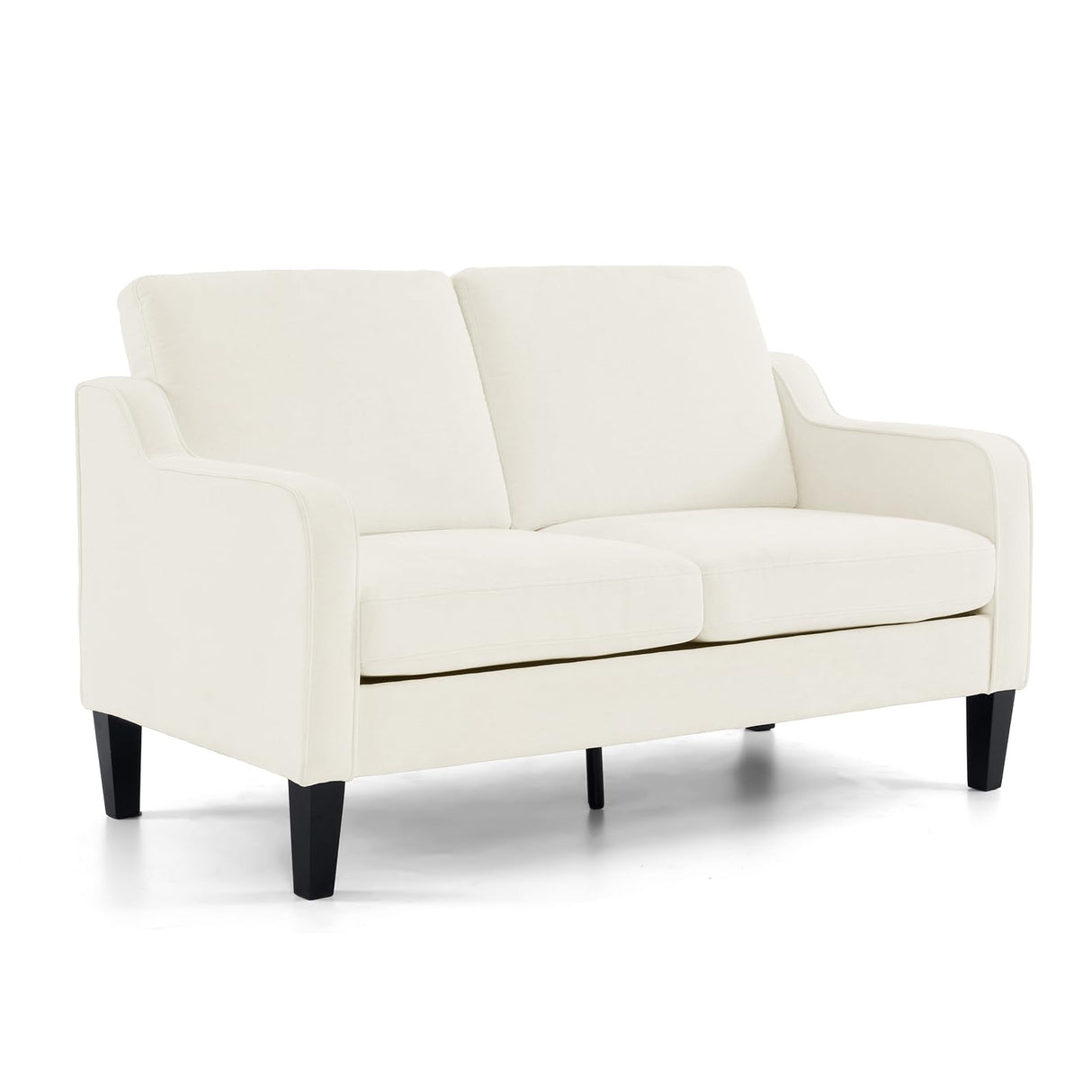 VINGLI Loveseat Mid-Century Modern Loveseat Sofa Couch 53" Wide 2 Seater Sofa Couch Love Seat with Scooped Armrest for Small Spaces, Living Room, Dorm, Bedroom, Apartment (Creamy White) VINGLI