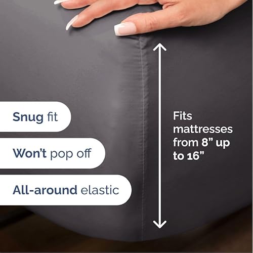 100% Rayon Derived From Bamboo - Bamboo Sheets Full Size - Cooling Sheets for Full - Soft, Breathable & Hotel Luxury Bedding - 1 Flat & 1 Fitted & 2 Pillowcases with 16 Inch Deep Pockets - Dark Grey CGK Unlimited