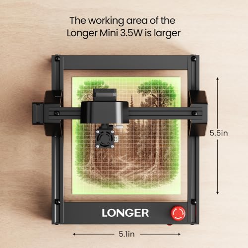 LONGER RAY5 Laser Engraver 3500mW High Precision 0.04 * 0.04mm Mini Laser Cutter and Engraving Machine 130x140mm Working Area for Wood Metal Acrylic Glass Longer