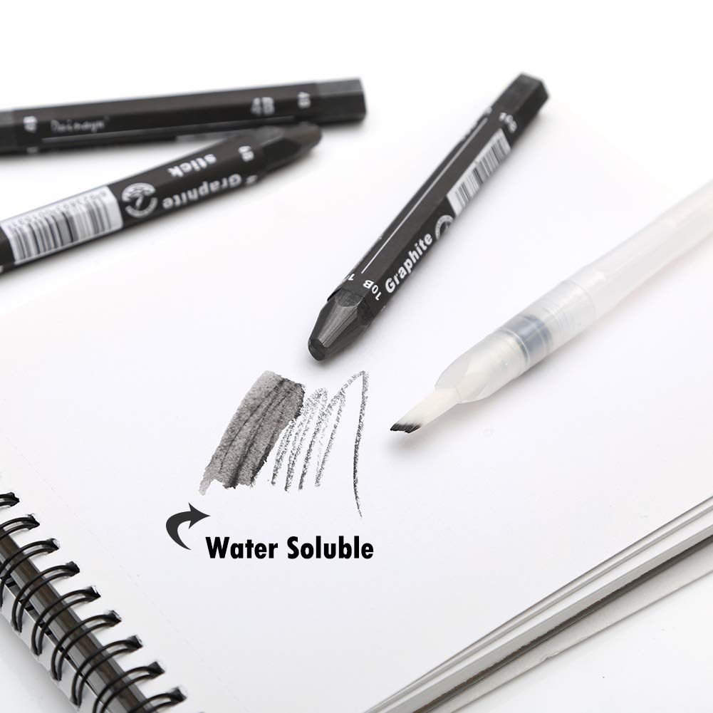 dainayw Graphite Stick Set - Water Soluble - 4B 6B 10B, Art Drawing Supplies for Sketch & Shading Pencils, Artist Sketching - 3 Pcs dainayw