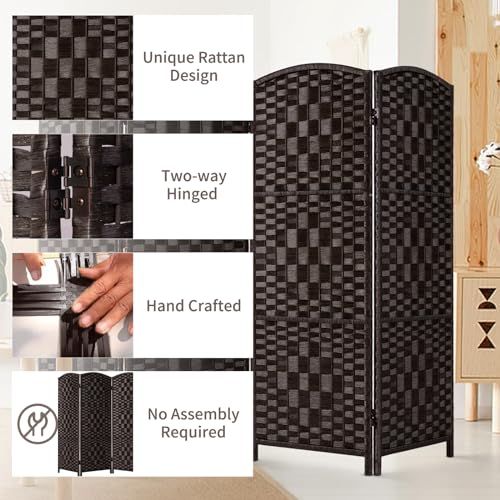 HALLYBEE Small Room Divider, Privacy Screen, Short Room Dividers and Folding Privacy Screens, Foldable Temperary Wall Partitions, 3 Panel Dark Mocha Space Separation Separator HALLYBEE