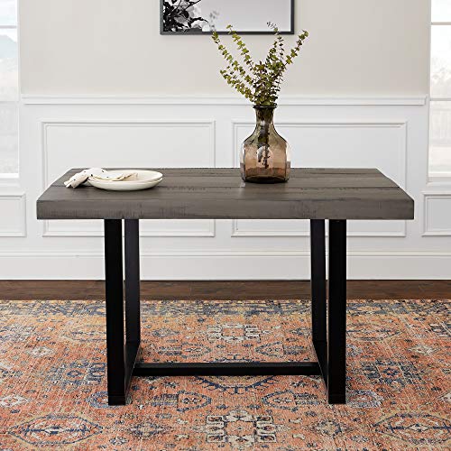 Walker Edison Andre Modern Solid Wood Dining Table, 52 Inch, Grey Walker Edison