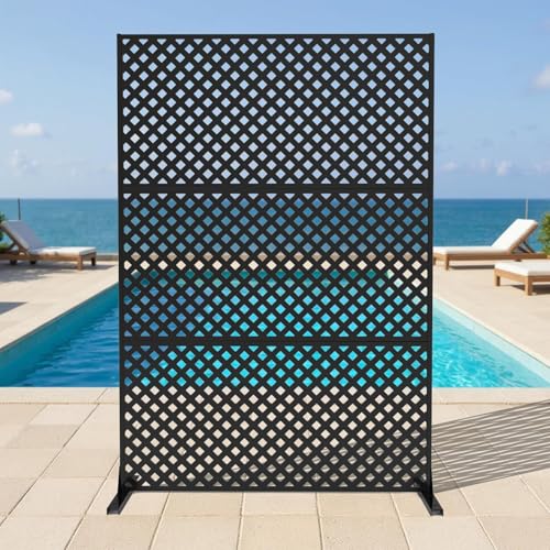 Metal Privacy Screen Outdoor, 72" h×47" w Balcony Patio Privacy Screen, Freestanding Privacy Fence, Decorative Panel, Patio Room Divider for Garden, Balcony, Deck Garvee