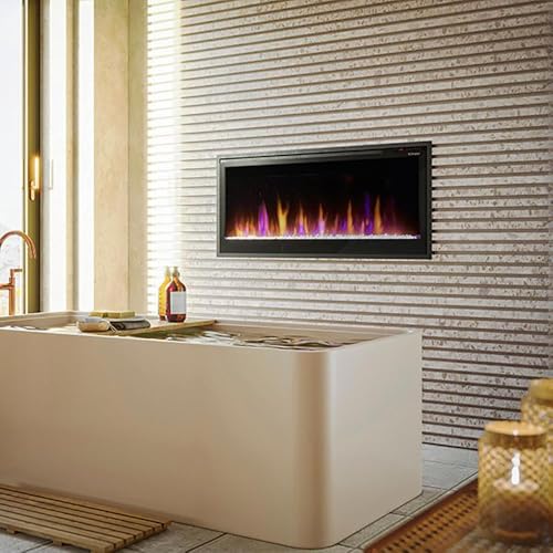 Dimplex 42 Inch Slim Built-in Linear Electric Fireplace Heater | Shallow 4-Inch Depth with LED Multi-Color Flames | Remote and Acrylic Crystal Ember Bed Included | Thin Flush Mount | 1500W DIMPLEX