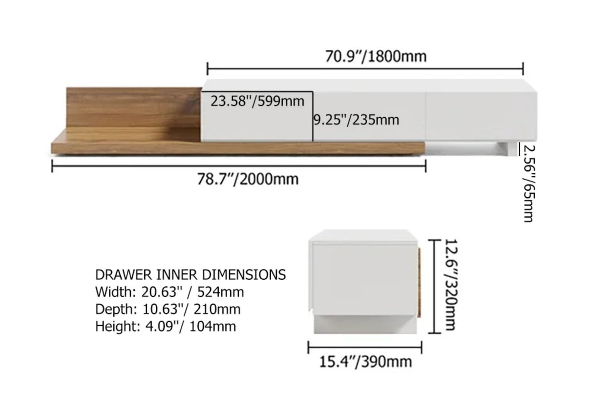 homary Wood Extendable TV Stand Rectangle Entertainment Center with Shelves & Drawers White & Walnut Media Console for Living Room Bedroom homary