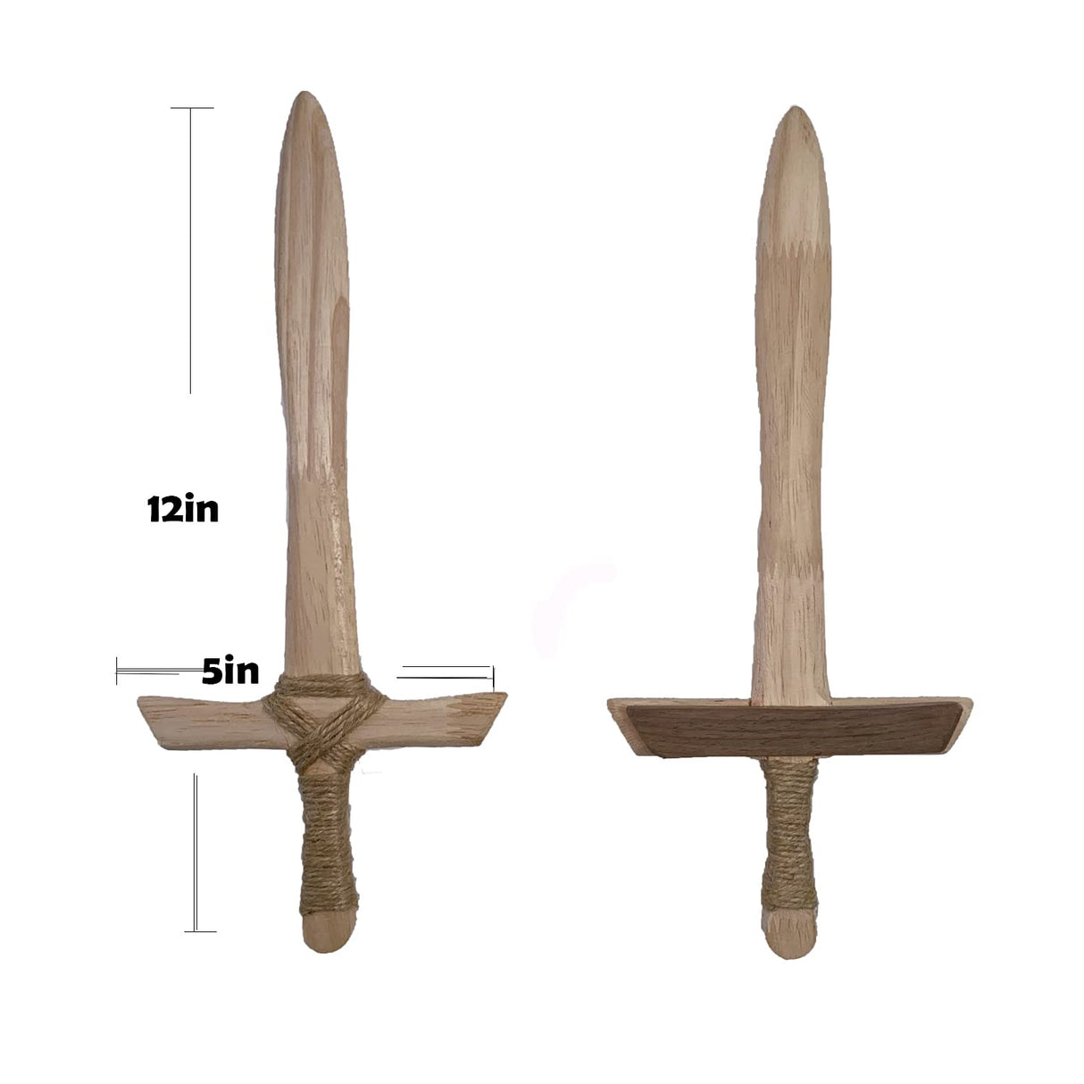 2 Pieces - Handmade Wooden Crafts, 12-inch Prop Wooden Sword. Role Play, Costumes, Props, Indoor and Outdoor Exercises (not Weapons) Flmitey