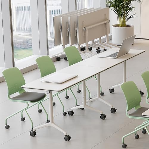 rzoizwko Modular Folding Conference Room Tables with Wheels, Flip Top Training Table System for Office & Classroom, Mobile Joinable Meeting Desks for Seminar & Collaboration Spaces rzoizwko