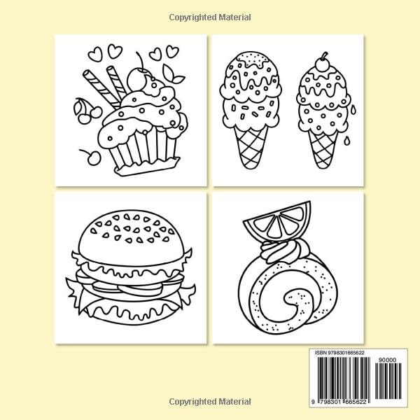 Food & Sweet: Bold and Easy Coloring Book for Adults and Kids with a Variety of Foods, Fruits, Drinks and Desserts Designs: Cute and Easy, Simple and ... for Relaxation (Food & Sweet Coloring Books) WoodArtSupply
