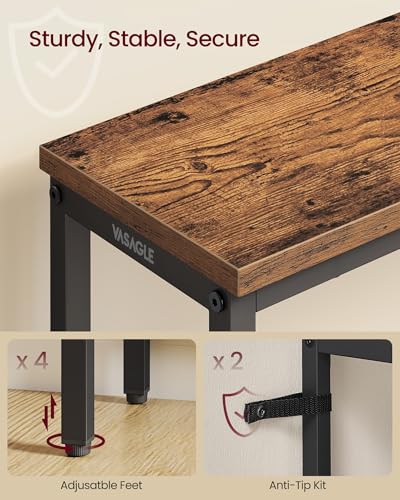VASAGLE Console Table, Entryway Table, One Piece Top, Easy Assembly, for Hallway, Bedroom, Living Room, 1 Tier, 7.9 x 31.5 x 32 Inches, Rustic Brown and Ink Black ULNT035KD01S VASAGLE