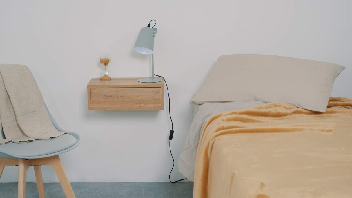 Mobili Fiver, Riccardo Floating nightstand, Rustic Oak, 17.7" x 9.8" x 6.1 ", Laminate-Finished, Modern Bedside Table, End Table, Italian Furniture Mobili Fiver