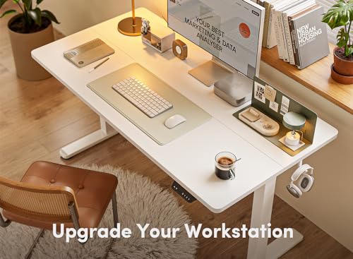 FEZIBO Electric Standing Desk, 55 x 24 Inches Height Adjustable Stand up Desk, Sit Stand Home Office Desk, Computer Desk, White FEZIBO
