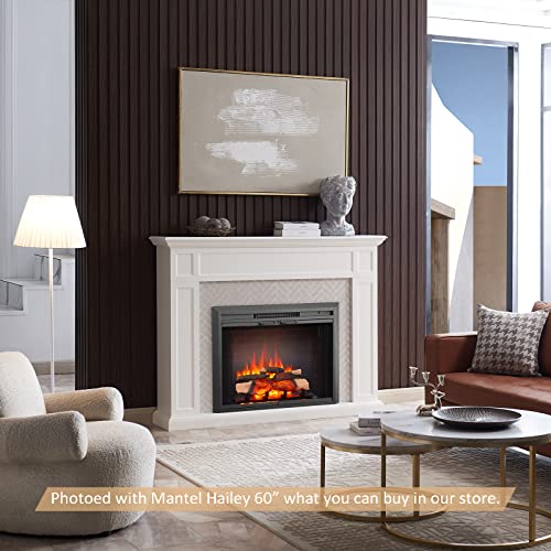 LegendFlame® Damon 35" W Electric Fireplace Insert with Glass Door and Mesh Screen (EF264B), Fireplace Heater 750/1500W, Fire Crackling Sound, Remote Control. Legend Flame