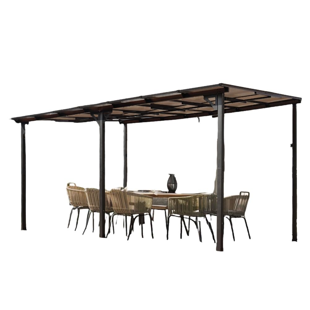 Gazebo for Patio,Hard Top Lean to Gazebo Pergola with Roof Metal Frame Wind and Snow Resistant Wall Mount Heavy Gazebo Outdoor Pergola for Patio Garden Lawn Backyard Deck Clearance On Gazebos 10'x10' CuisinSmart