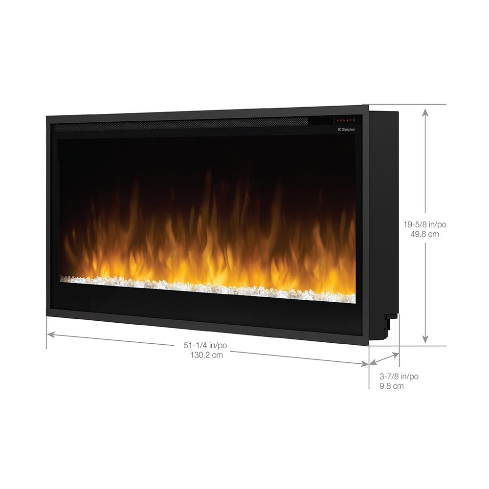 Dimplex 50 Inch Slim Built-in Linear Electric Fireplace Heater | Shallow 4-Inch Depth with LED Multi-Color Flames | Remote and Acrylic Crystal Ember Bed Included | Thin Flush Mount | 1500W DIMPLEX