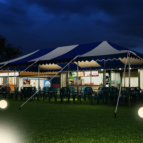 Quictent 20x40 Party Tent Heavy Duty Fire Retardant Pole Tent Weekend Canopy Easy Set Up with 120 Person Capacity, Outdoor Canopies for Parties, Weddings, and Events (Striped Blue,no Sides) Quictent