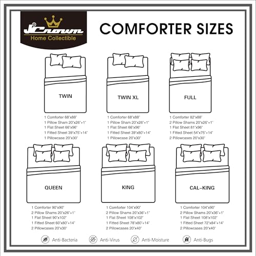 ESCA Brown Comforter with Sheets Set - 7-Piece Bed in a Bag Set Full ESCA