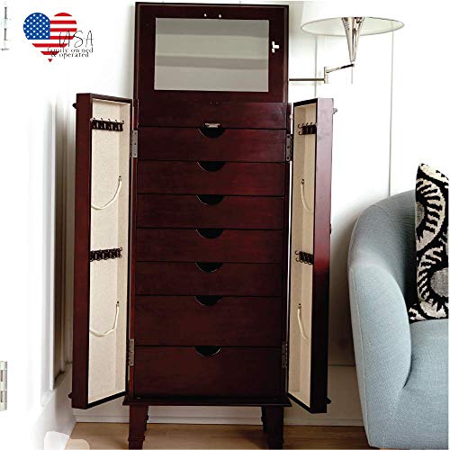 Hives and Honey Cabby Fully Locking Jewelry Cabinet, CHERRY Hives and Honey