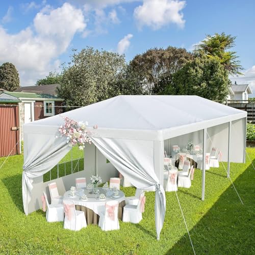 Devoko 10'x30' Heavy Duty White Party Tent - Waterproof Outdoor Wedding Canopy for Backyard, Patio & Events Devoko