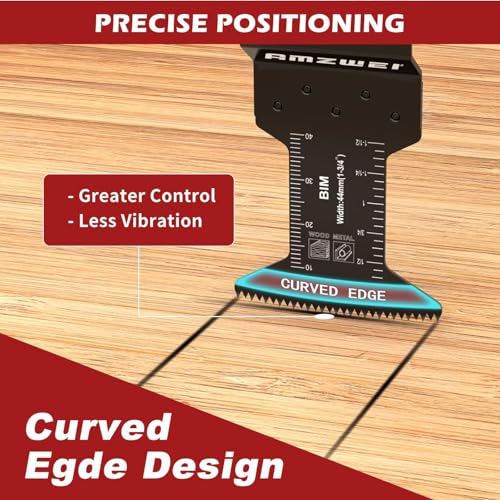 AMZWEI 30 Pcs Bi-Metal Oscillating Saw Blades, Professional Curved Edge Multitool Blades for Wood with Nails, Metal, Wood, Oscillating Tool Blades Compatible with Dewalt Milwaukee Bosch Worx Ryobi AMZWEI