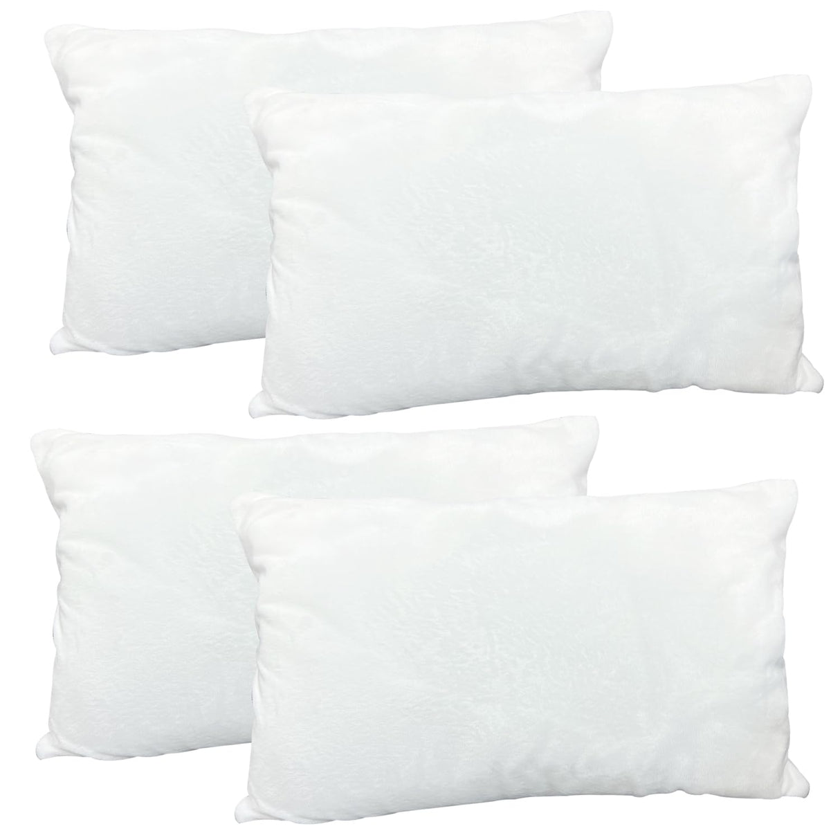 FUKiss 4 PCS 12" x 20" White Sublimation Blanks Soft Plush Crystal Velvet Fabric Throw Pillow Case Cushion Cover Pillowcase for Sofa Vinyl Projects DIY Printing Square NO Pillow Insert FUKiss