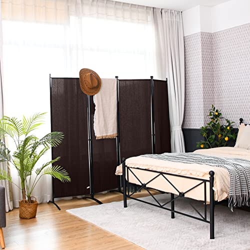 Giantex 4 Panel Room Divider - Folding Privacy Screen for Room Partition, 5.6 Ft Foldable Separator Wall, Brown Giantex
