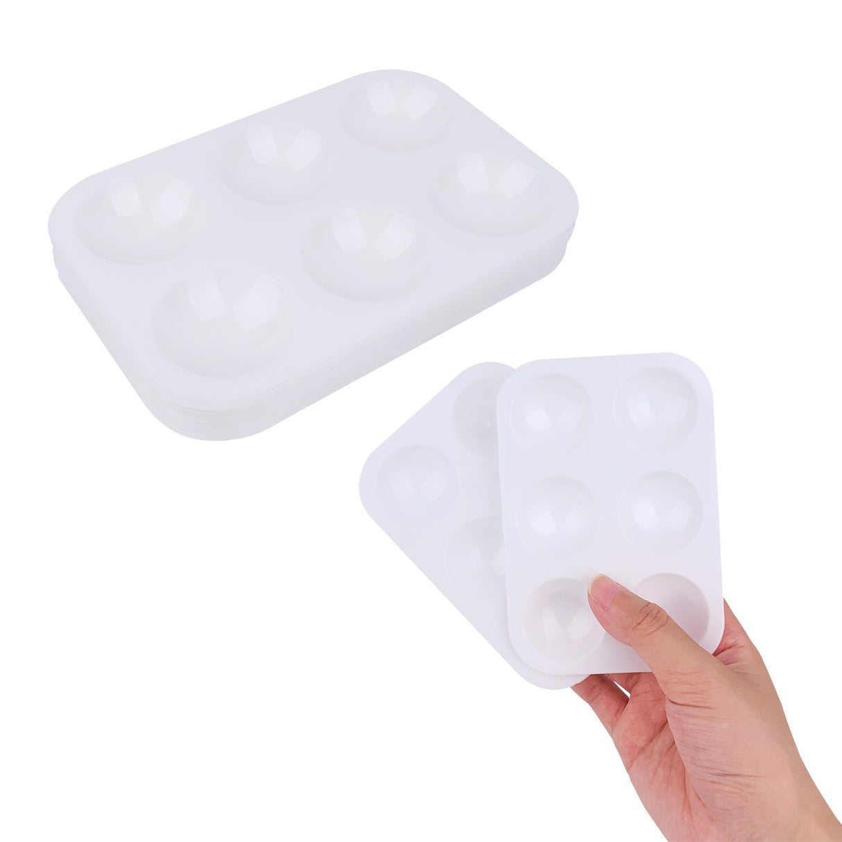 LNAUJS 8 Pack Plastic Paint Tray Palettes, 6 Well Rectangular Palette, Watercolor or DIY Craft Paint Supplies LNAUJS