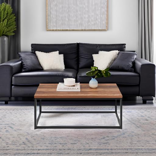 Best Choice Products 44in Modern Industrial Style Rectangular Wood Grain Top Coffee Table, Rustic Accent Furniture for Living Room w/Metal Frame, 1.25in Thick Butcher Block Tabletop - Brown Best Choice Products