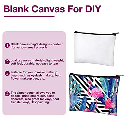 Xuniea 12 Pieces Cosmetic Bags Multipurpose Sublimation Blanks DIY Heat Transfer Makeup Bags Canvas Pen Case Pen Bag Iron on Zipper Toiletry Pouch (White, 7.9 x 5.5 Inch, 5.9 x 4.7 Inch) Xuniea