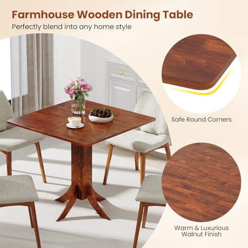 Giantex Square Dining Table for 2-4 People, 33-Inch Kitchen Table with Rubber Wooden Legs & Frame, Farmhouse Dinner Table for Dinette, Dining Room, Restaurant, Small Spaces, Walnut Giantex