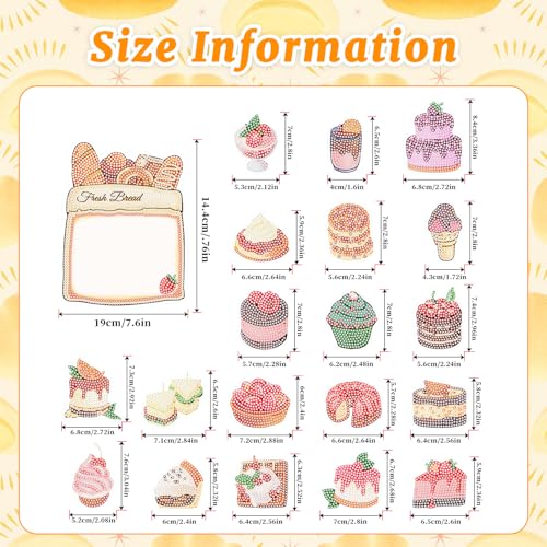 20 Pcs Dessert Diamond Art Magnets, Sweet Treats DIY Painting Kits for Refrigerator, Fun Food Theme Craft Decor for Adults Kitchen ROLYTA