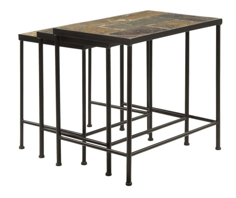 Zhongma Nesting Tables Set of 3, End Tables with Slate Table Top, Solid Real Stone, Side Table, Accent Table Zhongma