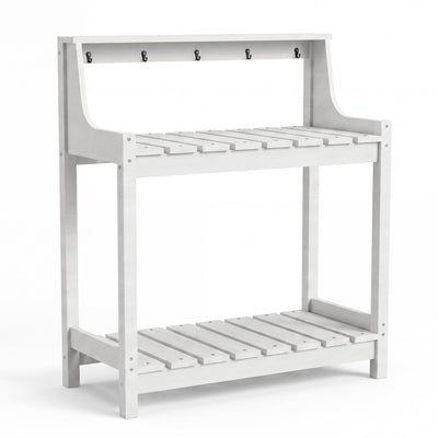 Potting Benches for Outside, HDPE Garden Potting Table with Storage