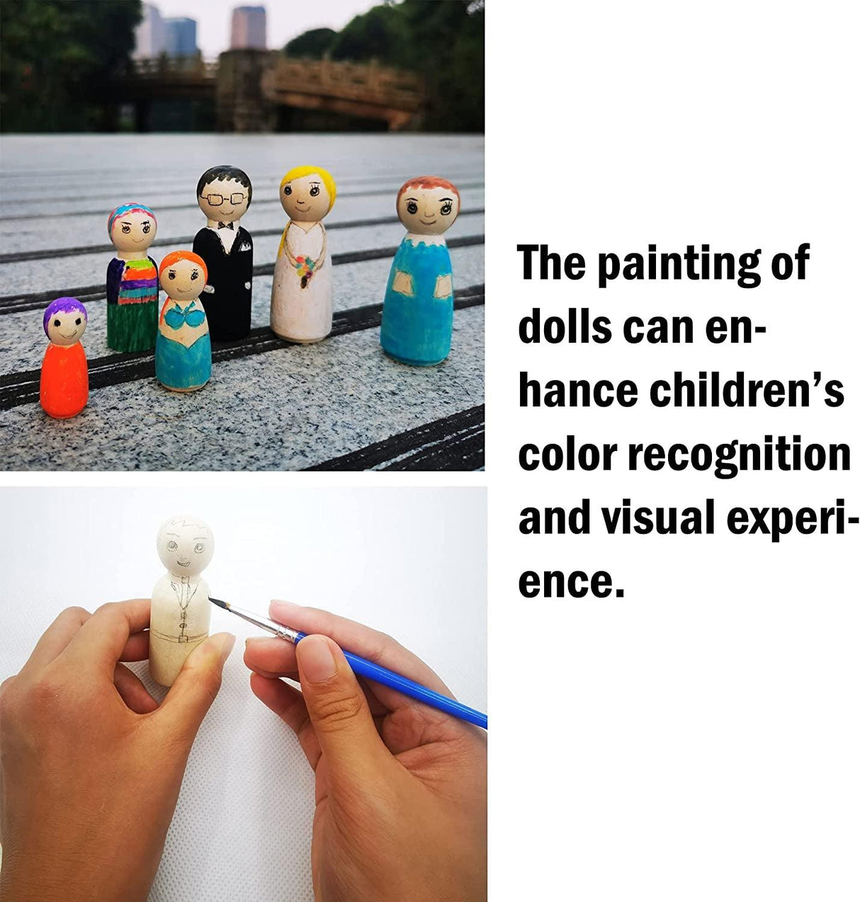 56 PCS Unfinished Natural Wooden Peg Dolls,Little Wooden Peg People for Painted or Craft WoodArtSupply