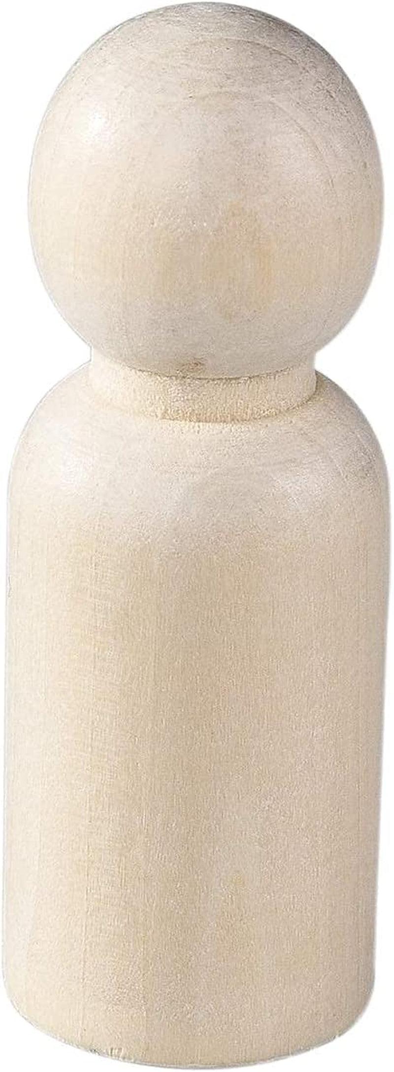 56 PCS Unfinished Natural Wooden Peg Dolls,Little Wooden Peg People for Painted or Craft WoodArtSupply