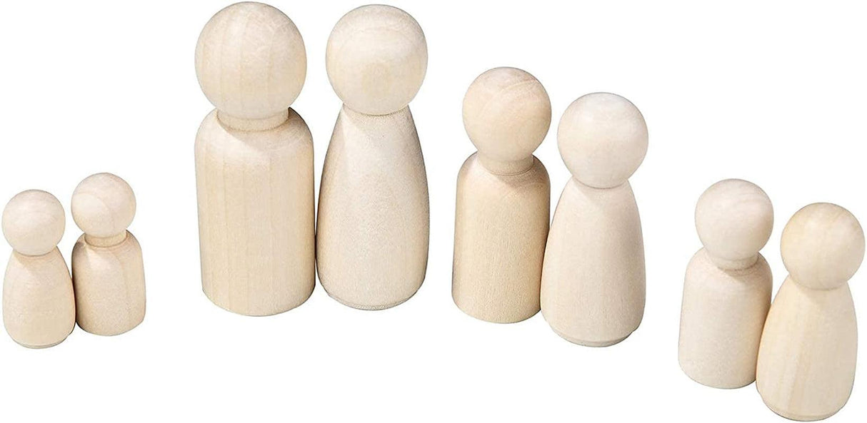 56 PCS Unfinished Natural Wooden Peg Dolls,Little Wooden Peg People for Painted or Craft WoodArtSupply