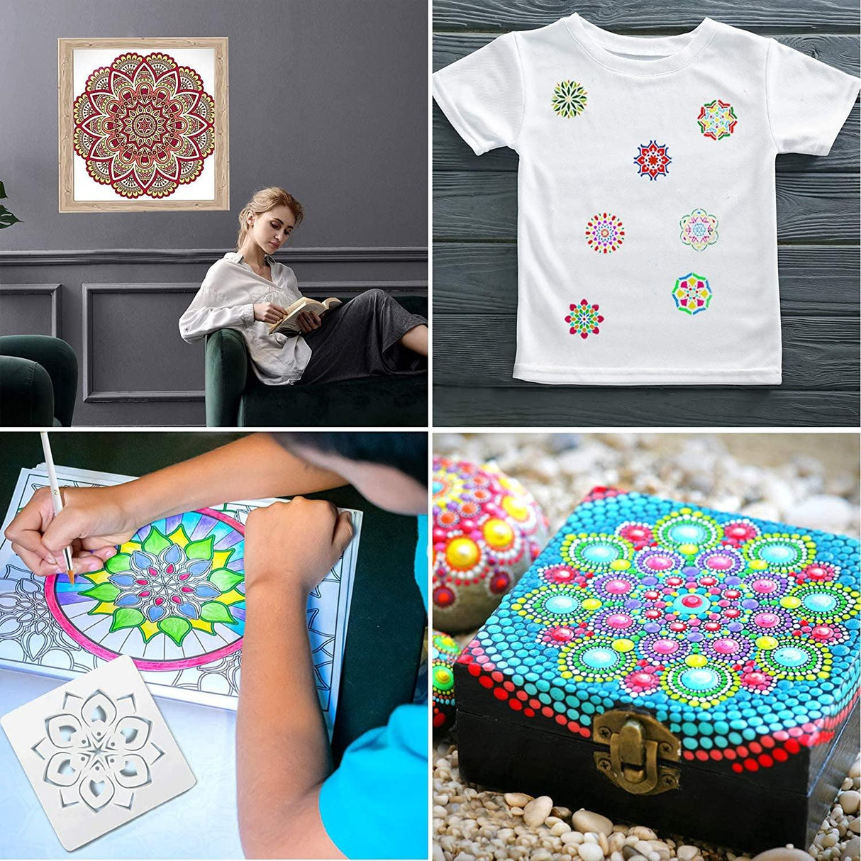 58PCS Scrapbook Supplies Mandala Rock Dotting Tools Set Painting WoodArtSupply