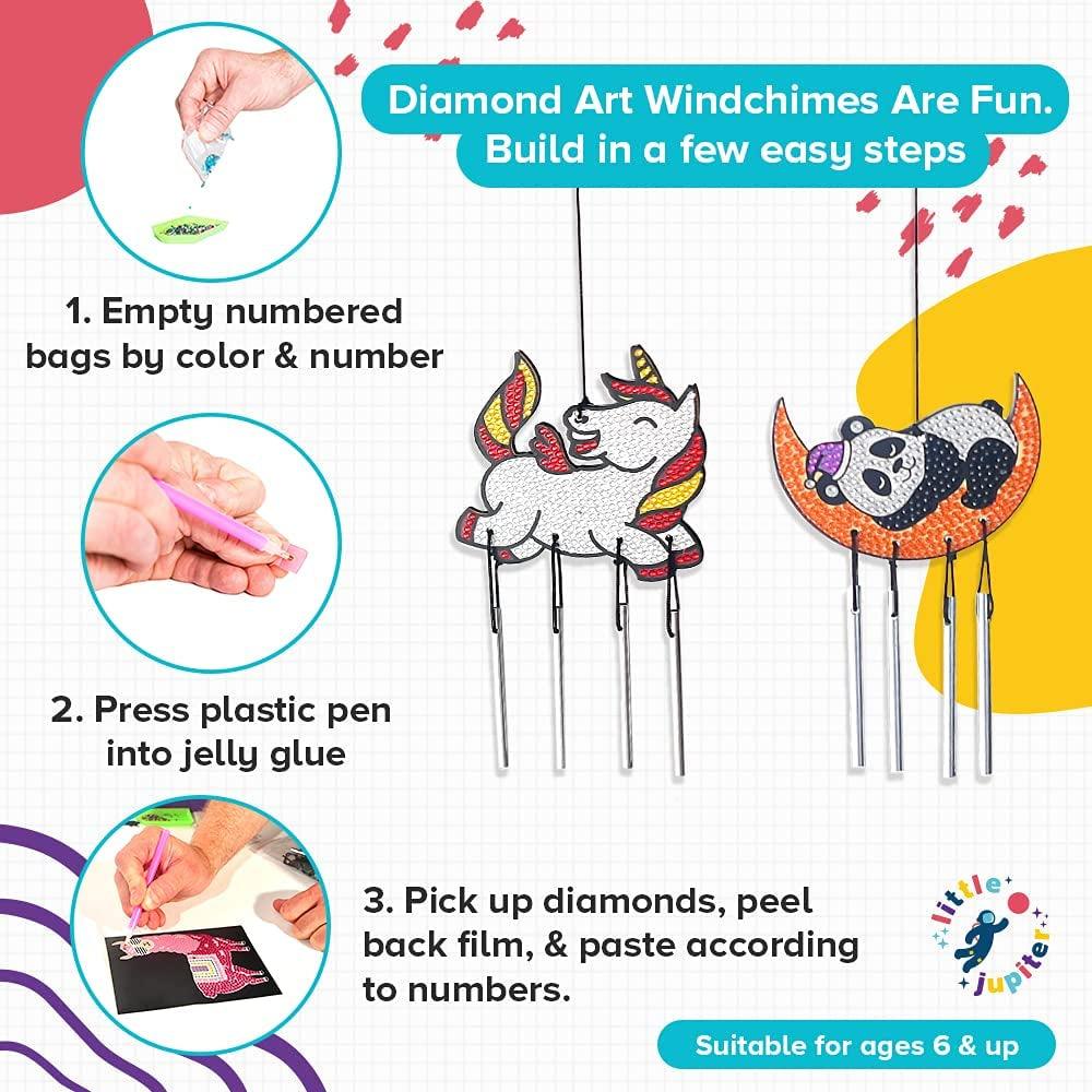 DIY 5D Diamond Painting Wind Chimes Craft Kit for Kids - Create & Display Colourful Designs WoodArtSupply