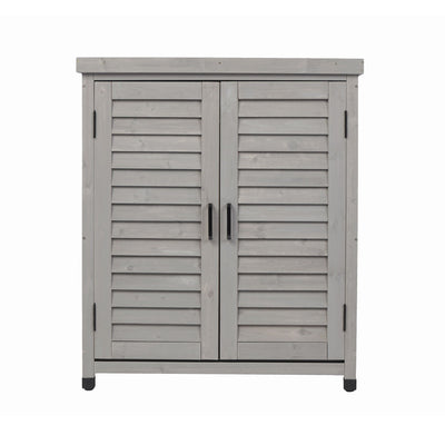 Potting Bench With Storage Cabinet And Metal Table Top For Outdoor