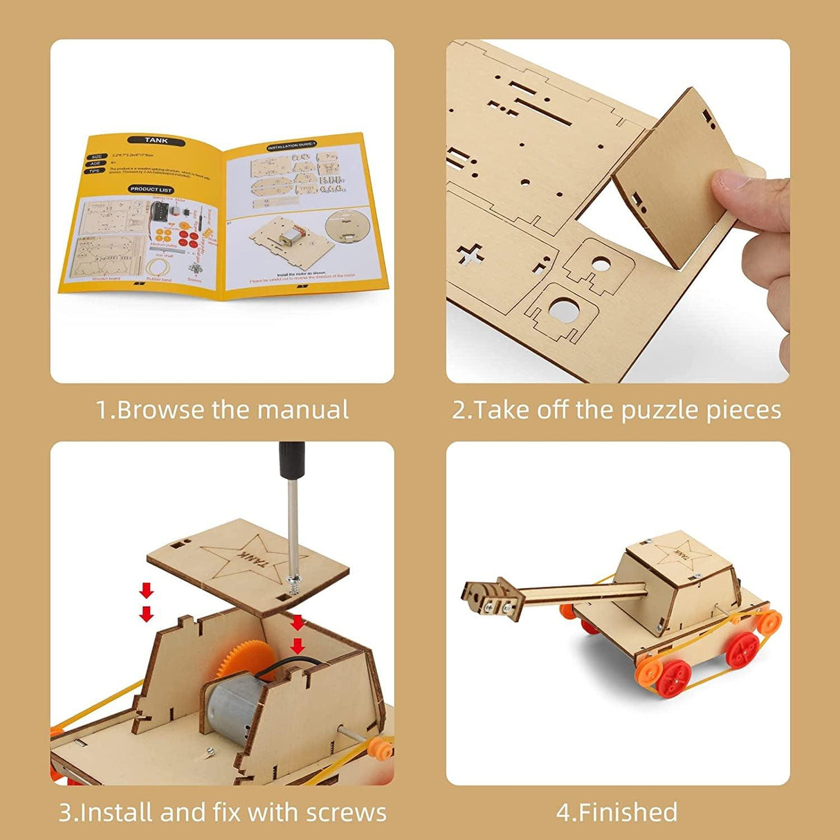6 in 1 STEM Building Kits for Kids, Wooden Car Model Kit DIY 3D Wood Puzzles Craft Projects Set WoodArtSupply