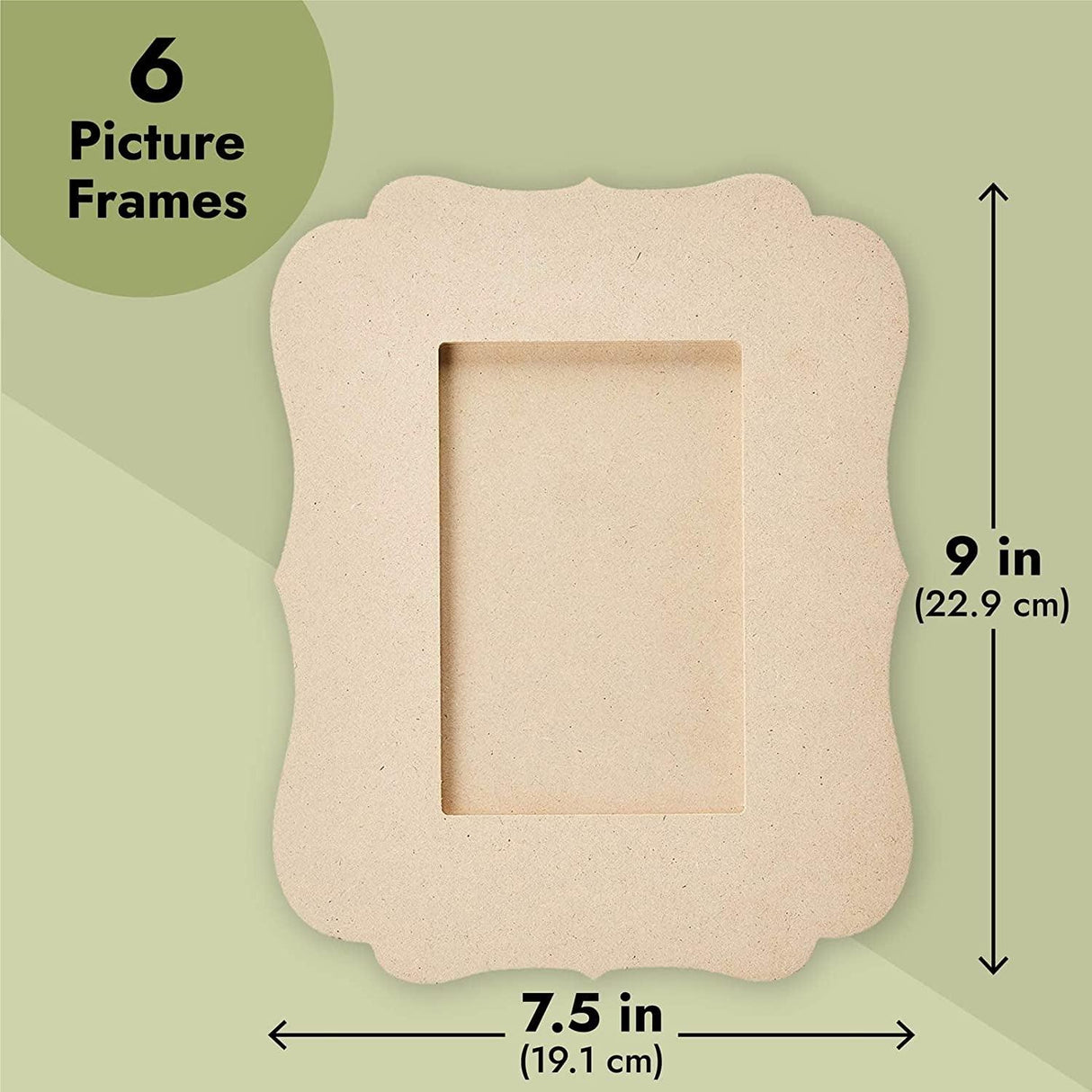 6-Pack Unfinished Wood Picture Frames, Holds 4X6" Photos Wooden Photo Frame DIY Crafts WoodArtSupply