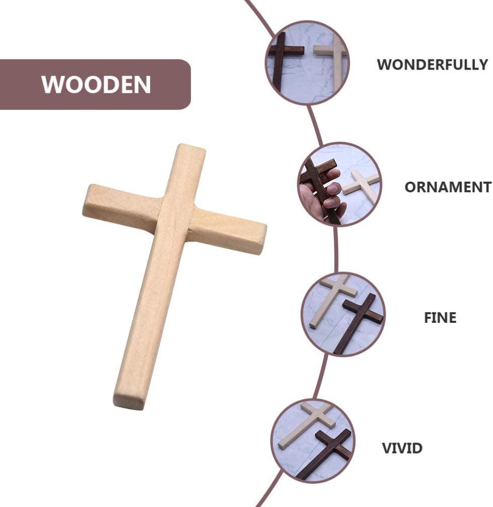 6 Pcs Wooden Cross Crafts DIY Mini Crosses Charms Pendants Catholic Prayer Handheld Ornaments for Church Party Favors Wall WoodArtSupply