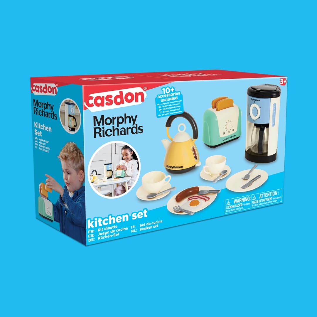 Casdon Morphy Richards Toys - Complete Kitchen Set - Toy Appliance Playset for Kids with Toaster, Coffee Maker, Kettle, Play Food & More - for Children Aged 3+ Casdon
