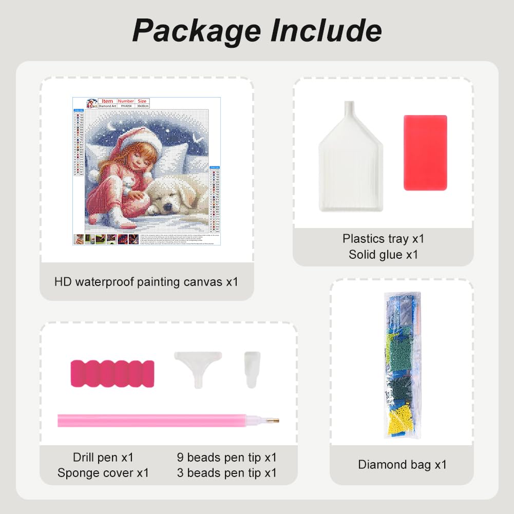 FHBUBPUP Dog Diamond Art Kits for Adults - 5D Diamond Painting Kits for Adults - DIY Full Drill Round Diamond Dot Painting Gem Art, Craft Gift Suitable for Home Wall Decoration 12×12Inch FHBUBPUP