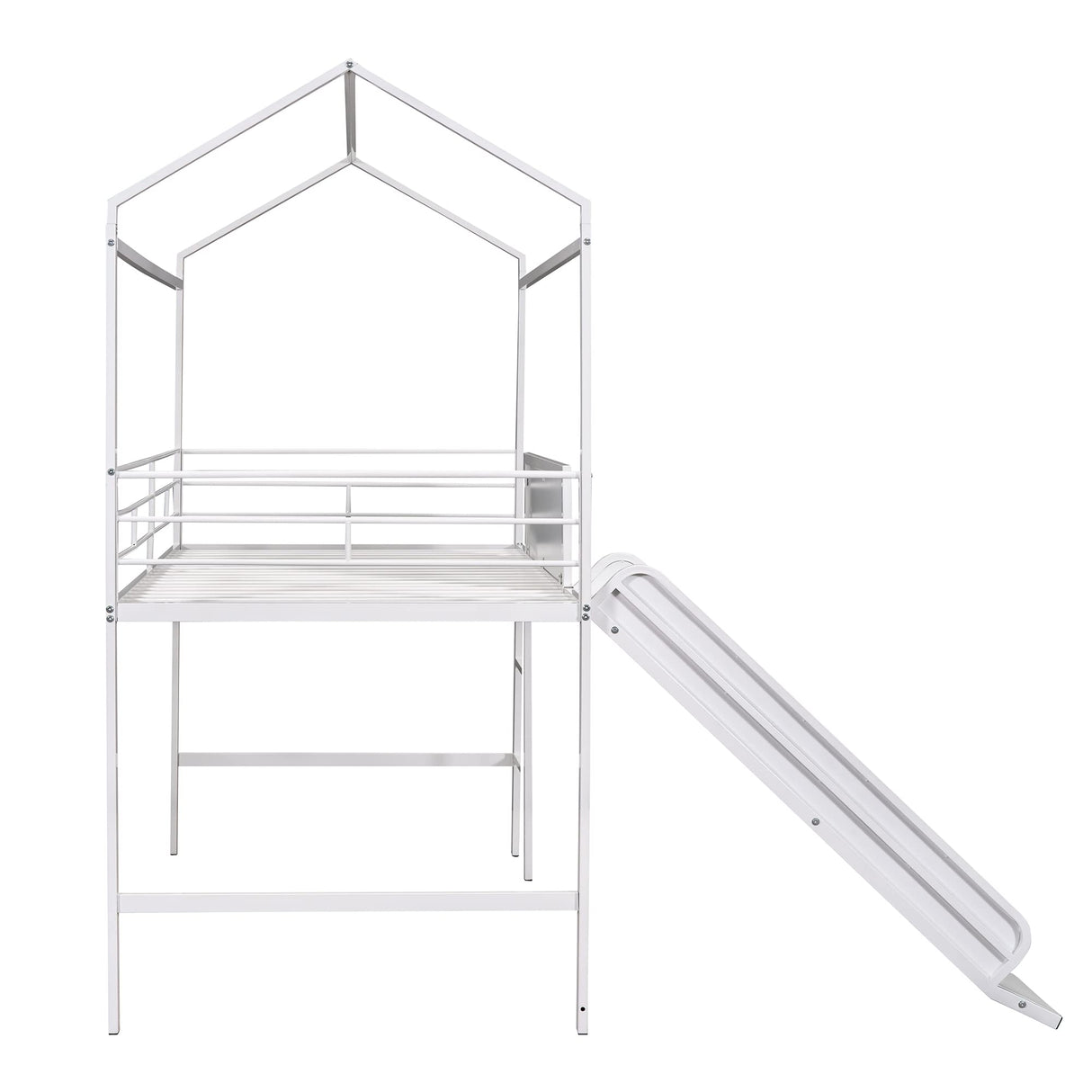 Harper & Bright Designs Twin Size House Loft Bed with Slide, Metal Loft Bed Frame Twin with Ladder, Kids Playhouse Loft Bed with Writing Board for Girls Boys, No Box Spring Needed, White Harper & Bright Designs